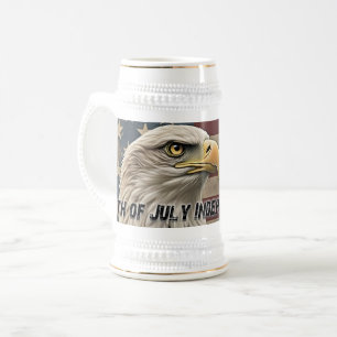 Jarra De Cerveza Águila majestuosa y bandera - Espíritu de libertad