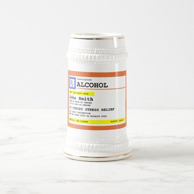 Jarra De Cerveza Alcohol con receta personalizada Humorístico (Centro)