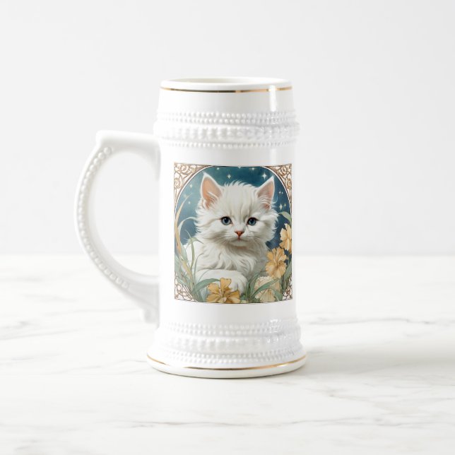Jarra De Cerveza Alphonse Mucha Art Nouveau Kitten (Izquierda)