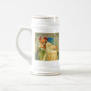 Jarra De Cerveza Alphonse Mucha Art Nouveau Princess Hyacinth