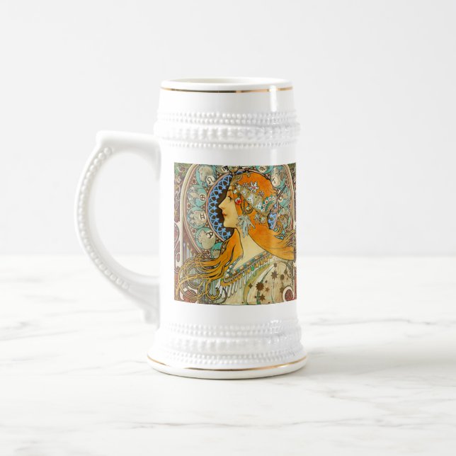Jarra De Cerveza Alphonse Mucha Art Nouveau Zodiac (Izquierda)