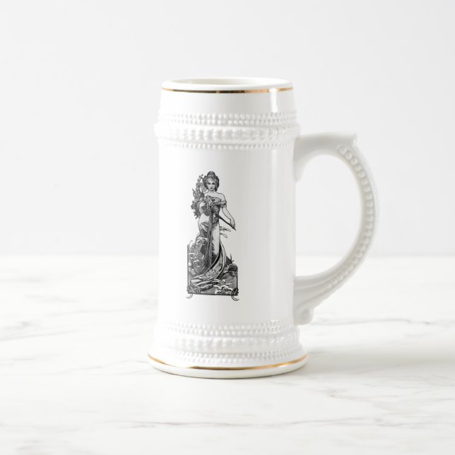 Jarra De Cerveza Alphonse Mucha Flores rotas (Derecha)