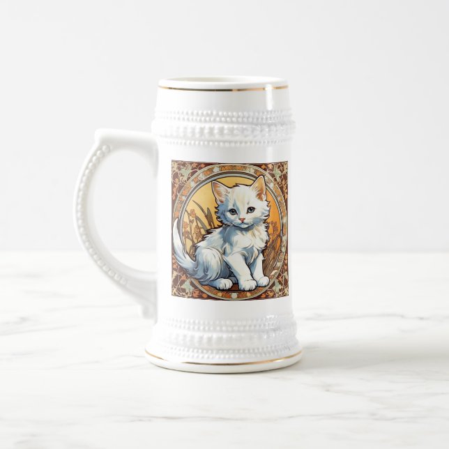 Jarra De Cerveza Alphonse Mucha Style Cat (Izquierda)