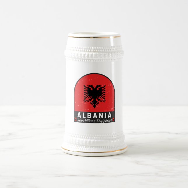 Jarra De Cerveza Alteración de emblema de la bandera de Albania (Centro)