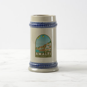 Jarra De Cerveza Amalfi Italia Retro Viaje Art Vintage