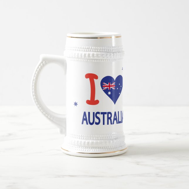 Jarra De Cerveza "AMO A AUSTRALIA" Día de Australia 26 de enero (Izquierda)