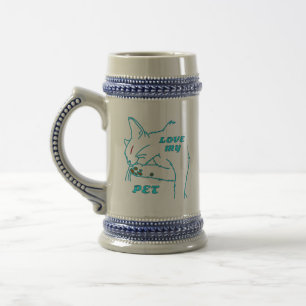 JARRA DE CERVEZA AMO A MI CUTE AQUA MASCOTA CAT