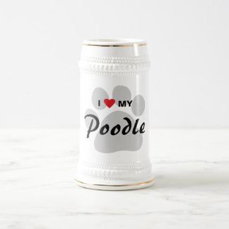 Jarra De Cerveza Amo (corazón) mi caniche Pawprint