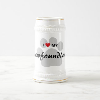 Jarra De Cerveza Amo (corazón) mi Terranova Pawprint