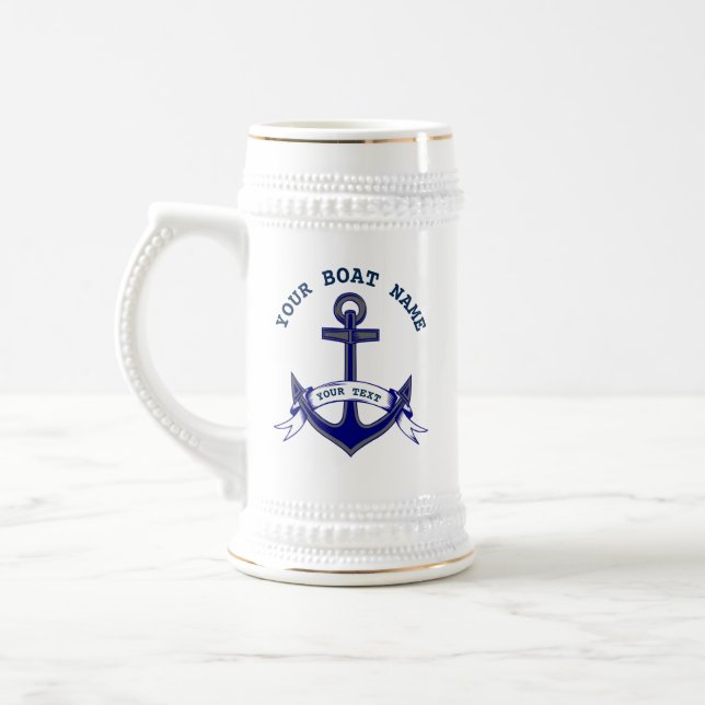Jarra De Cerveza Anchor Personalizado Nautical Naval (Izquierda)