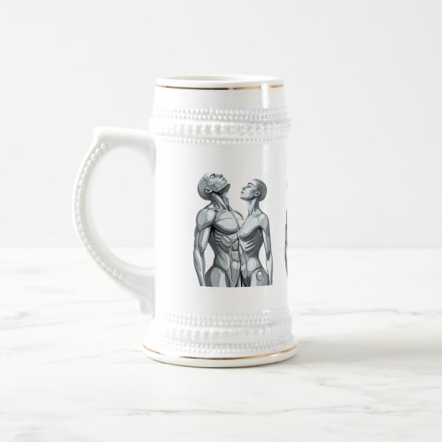 Jarra De Cerveza Android Union: Cyborg Couple Ceramic Beer Stein (Izquierda)