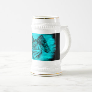 Jarra De Cerveza Ángel Eros en el amor, diseño negro y verde