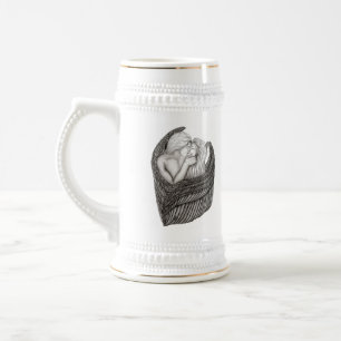 Jarra De Cerveza Angels Kissing , diseño en blanco y negro