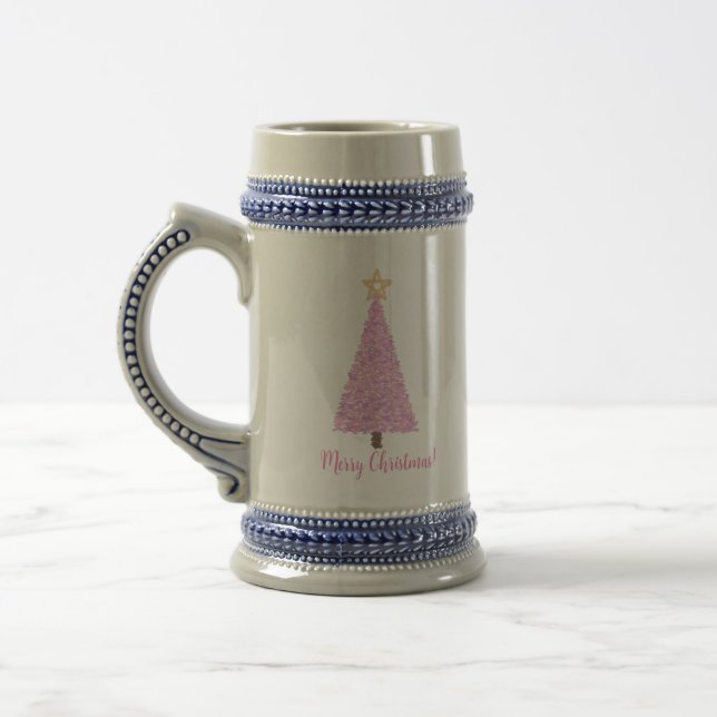Jarra De Cerveza Árbol de navidad rosa con estrella (Izquierda)