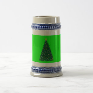 Jarra De Cerveza Árbol de Navidad verde, caballos corriendo de oro,