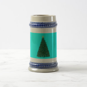 Jarra De Cerveza Árbol de Navidad verde, caballos corriendo de oro,