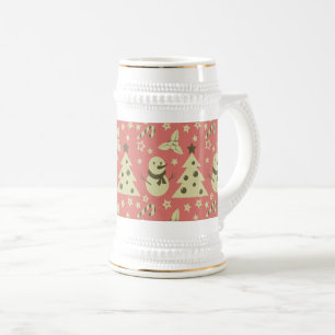 Jarra De Cerveza Árboles de Navidad retro estrella de berry caramel