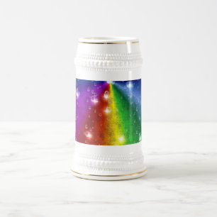 Jarra De Cerveza arco iris en elefantes, leatheroptik y gotas de ll