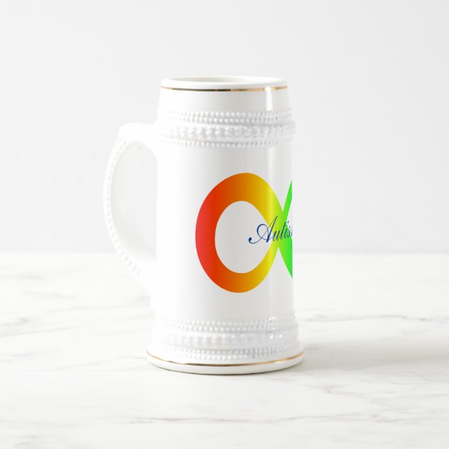 Jarra De Cerveza Arcoiris autista (Anverso izquierdo)