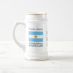 Jarra De Cerveza Argentina Bandera Argentina Personalización Nombre
