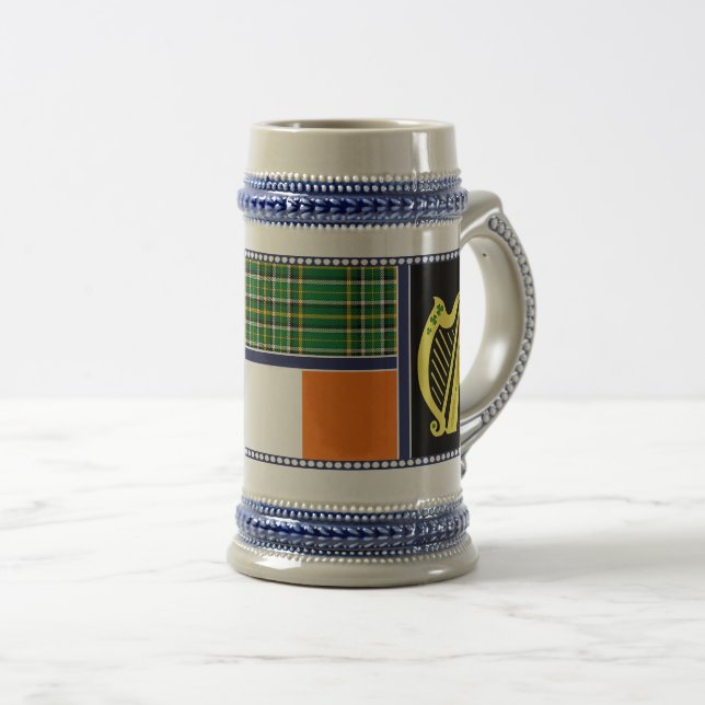 Jarra De Cerveza Arpa nacional de Irlanda/bandera, shamrock verde (Anverso derecho)