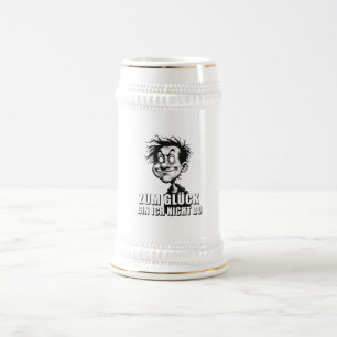 Jarra De Cerveza Arte de dibujos animados con cita "Por suerte…"