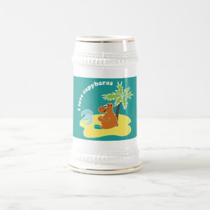 Jarra De Cerveza Arte de playa tropical amo los carpinchos