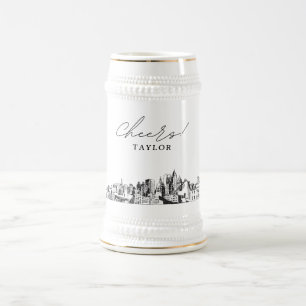 Jarra De Cerveza Atlanta Bridal Party Gift Skyline Personalizado