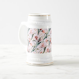 Jarra De Cerveza August Birth Flower Gladiolus Watercolor Pattern