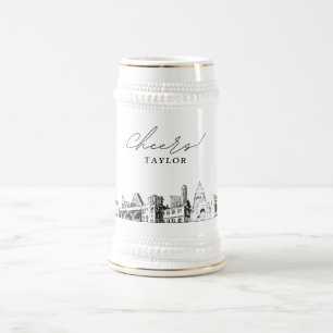 Jarra De Cerveza Austin Bridal Party Gift Skyline Personalizado