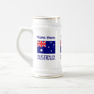 Jarra De Cerveza Australia Bandera Australiana Azul Personalizado