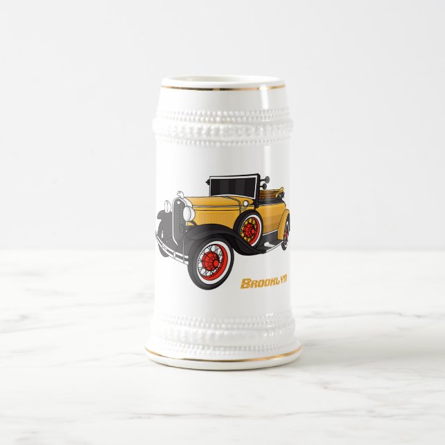 Jarra De Cerveza Auto amarillo clásico 1931 (Centro)