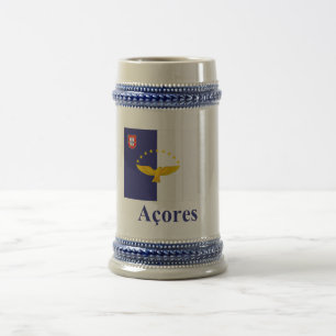 Jarra De Cerveza Azores señalan por medio de una bandera con nombr