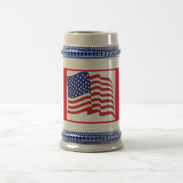 Jarra De Cerveza Azul blanco rojo Bandera estadounidense Patriótica