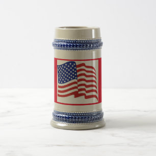 Jarra De Cerveza Azul blanco rojo Bandera estadounidense Patriótica