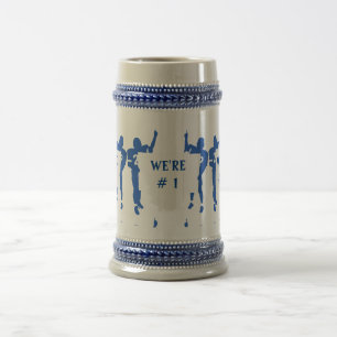 JARRA DE CERVEZA AZUL Y BLANCO