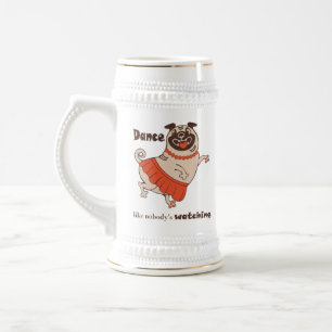Jarra De Cerveza Baile como si nadie viera a Pug Chica