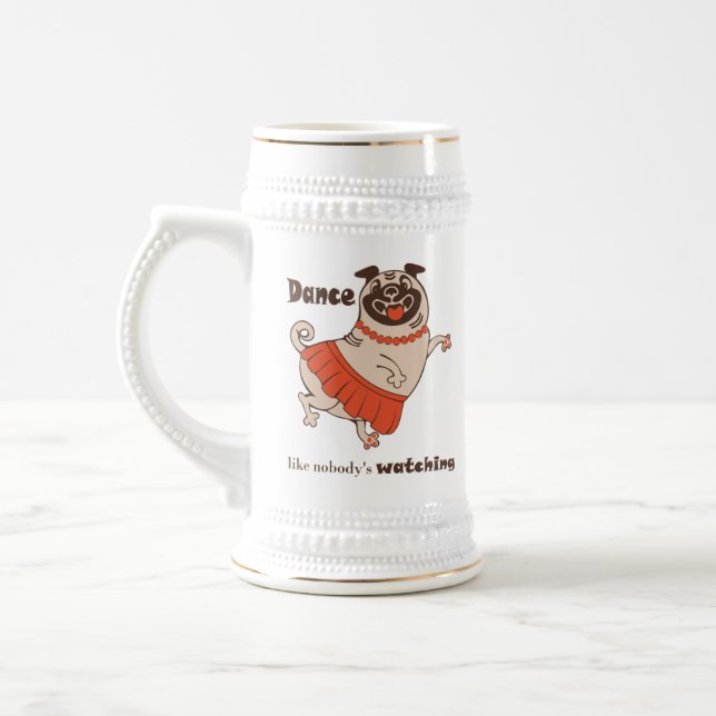 Jarra De Cerveza Baile como si nadie viera a Pug Chica (Izquierda)