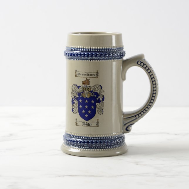 Jarra De Cerveza Bailey Coat of Arms Stein / Bailey Family Crest (Derecha)
