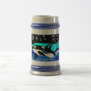 Jarra De Cerveza Ballena de la orca de la estrella de Nightime,