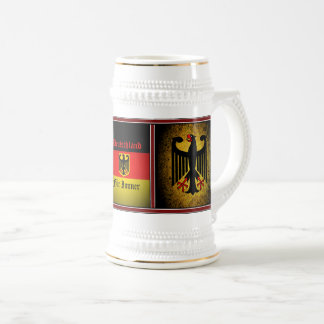 Jarra De Cerveza Bandera alemana, águila negra, imprimente de piel 