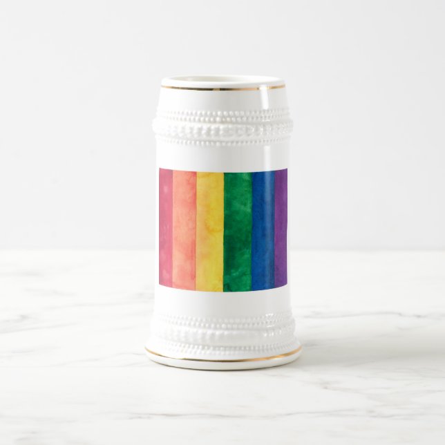 Jarra De Cerveza Bandera arcoiris del orgullo gay (Centro)