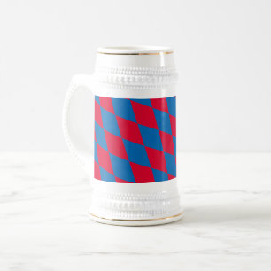 Jarra De Cerveza Bandera bávara de diamantes azul y rojo