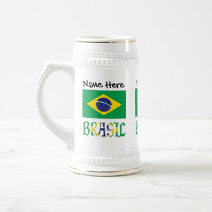 Jarra De Cerveza Bandera Brasil Personalizado Nombre Brasil