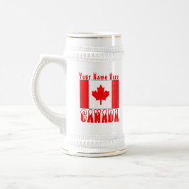 Jarra De Cerveza Bandera Canadiense Canadá con Cumbres Nevadas y Tu