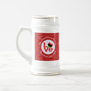 Jarra De Cerveza Bandera de AMOR letras rojas afroamericanas Person