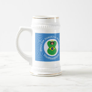 Jarra De Cerveza Bandera de ángel de Hanukkah brasileña personaliza