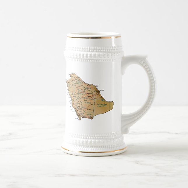 Jarra De Cerveza Bandera de Arabia Saudita ~ Map Mug (Derecha)