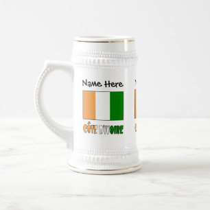 Jarra De Cerveza Bandera de Costa de Marfil personalizada negra
