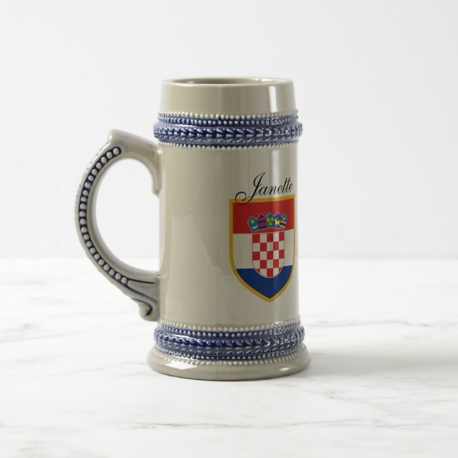 Jarra De Cerveza Bandera de Croacia personalizada (Izquierda)